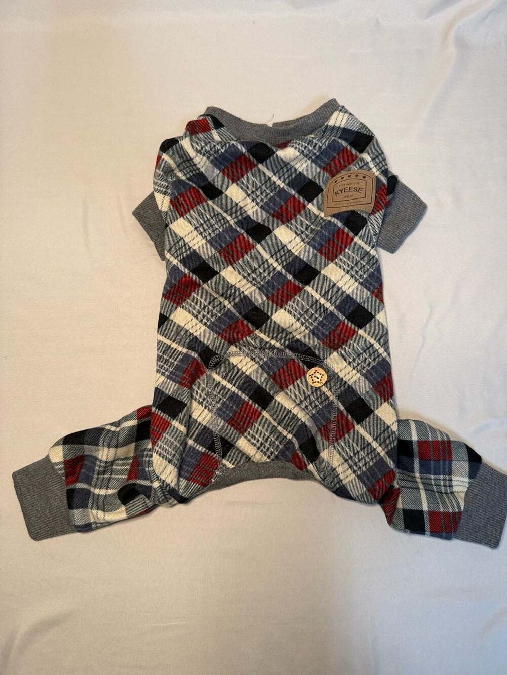 Kyeese Dog Pajamas Plaid 4 Legs Jumpsuit, XL